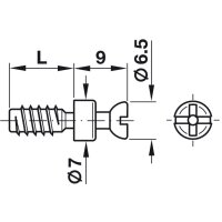 Häfele Verbindungsbolzen Rafix S20 mit Spezialgewinde 20x7 mm verzinkt