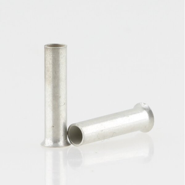 1000x Aderendhülsen 1,0 mm² 8 mm unisoliert aus Metall galvanisch versilbert