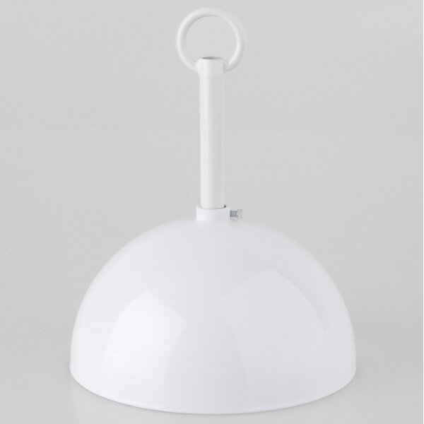 Lampen Baldachin Metall weiß 120x62 mm große Kugelform mit Pendelrohr und Leuchtenaufhänger