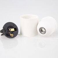 E27 Kunststoff-Lampenfassung weiß mit Zugschalter ohne Außengewinde M10x1 IG