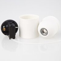 E27 Kunststoff-Lampenfassung weiß mit Zugschalter ohne Außengewinde M10x1 IG