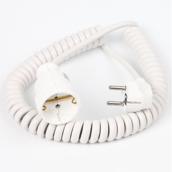 Schutzkontakt Wendel Verlängerung weiß Spiral-Kabel Verlängerungskabel