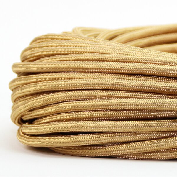 Textilkabel Stoffkabel gold 2-adrig 2x0,75 Zug-Pendelleitung S03RT-F