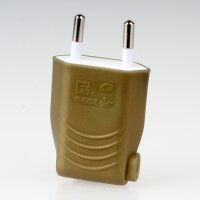 Euro-Flachstecker gold 250V/6A mit seitlicher Kabelführung und Schraubkontakten