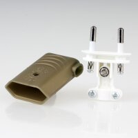 Euro-Flachstecker gold 250V/6A mit seitlicher Kabelführung und Schraubkontakten