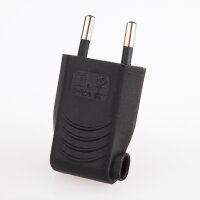 Eurostecker schwarz 250V/6A mit seitlicher Kabelführung und Schraubkontakten