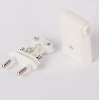 Eurostecker weiß 250V/6A mit seitlicher Kabelführung und Schraubkontakten