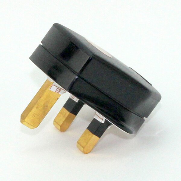 Lampen-Stecker Netzstecker schwarz für Großbritannien UK/GB 3-polig 240V/13A flache Stifte