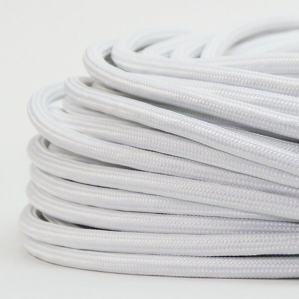 Textilkabel Stoffkabel weiß 2-adrig 2x0,75 Zug-Pendelleitung S03RT-F