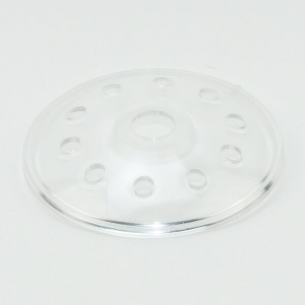 Kuppelscheibe Abschlußscheibe Kaschierung Kunststoff transparent mit Lochmuster Durchmesser 62x7mm