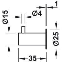 Häfele Möbel Garderobenhaken rund aus Edelstahl 15x35mm matt gebürstet