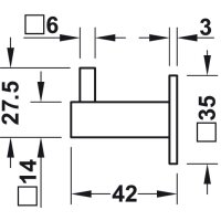Häfele Möbel Garderobenhaken eckig aus Edelstahl 42x35mm matt gebürstet