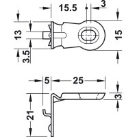 Häfele Rückwandverbinder Rückwandhalter 25x21 mm Metall vernickelt