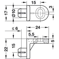 Häfele Rückwandverbinder Rückwandhalter zum Einclipsen der Rückwand 24 mm Kunststoff weiß