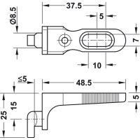 Häfele Rückwandverbinder Rückwandhalter 48,5x25 mm Kunststoff Weißaluminium