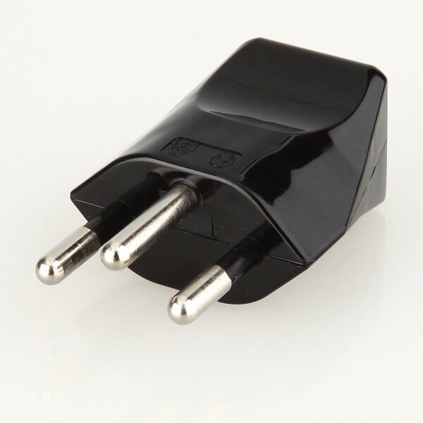 Schutzkontakt-Stecker Schweiz schwarz – 250V/10A – mit Schraubkontakten und Zugentlastung