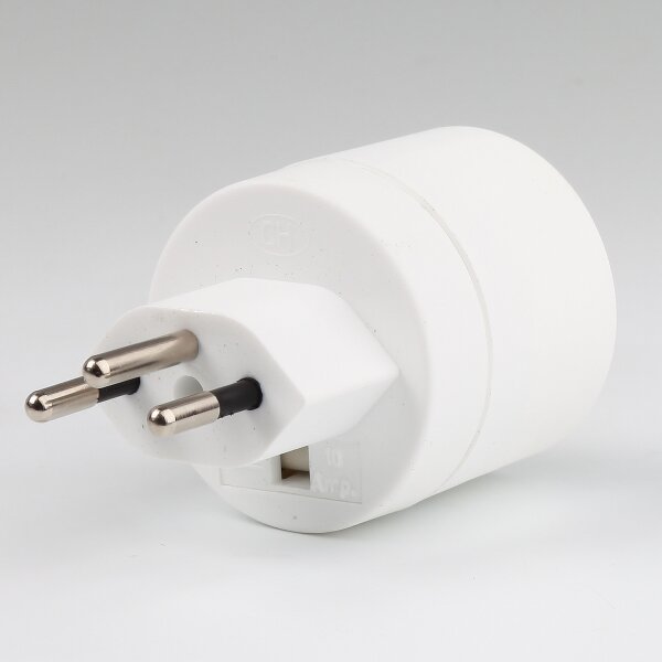 Reiseadapter-Stecker Schweiz auf Deutschland-Kupplung 250V/10A mit Erdung