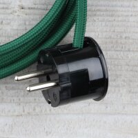 Textilkabel Anschlussleitung Zuleitung 2-5m dunkelgrün mit Schutzkontakt-Winkelstecker