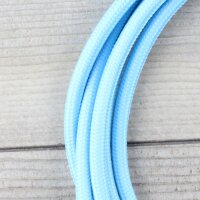 Textilkabel Anschlussleitung Zuleitung 2-5m himmelblau mit Schutzkontakt-Winkelstecker
