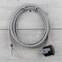 Textilkabel Anschlussleitung Zuleitung 2-5m steingrau mit...