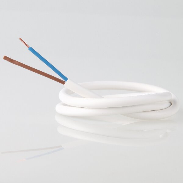 PVC-Lampenkabel weiß 2-adrig 2x0,75 mm² H03VV-F – Meterware