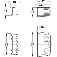 Häfele Korpusverbinder Wandverbinder zum Schrauben 37x15 mm weiß