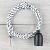 Textilkabel Lampenpendel 1-5m schwarz-weiß mit E27...