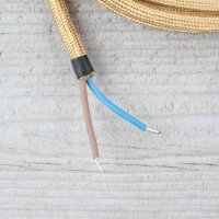 Textilkabel Lampenpendel 1-5m gold mit E27 Fassung Kunststoff schwarz