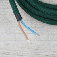 Textilkabel Lampenpendel 1-5m dunkelgrün mit E27 Fassung Kunststoff schwarz
