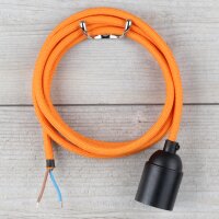 Textilkabel Lampenpendel 1-5m orange mit E27 Fassung...