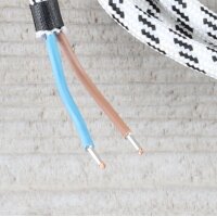 Textilkabel Lampenpendel 1-5m schwarz-weiß mit E27 Fassung Kunststoff weiß