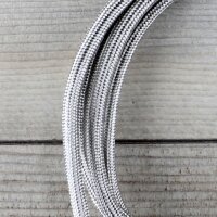 Textilkabel Lampenpendel 1-5m silber mit E27 Fassung Kunststoff weiß