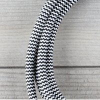 Textilkabel Lampenpendel 1-5m schwarz-weiß Zick Zack mit E27 Fassung Kunststoff weiß