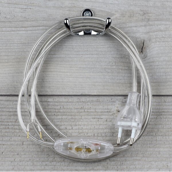 Lampen-Anschlussleitung 2-adrig Transparent – 2 m mit Schnurschalter & Eurostecker