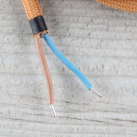 Textilkabel Lampenpendel 1-5m englisch gold mit E14 Fassung Kunststoff weiß