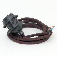 Textilkabel Lampenpendel braun mit E27 Dach-Lampenfassung...