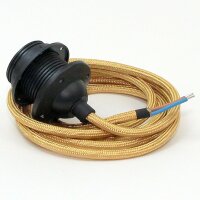 Textilkabel Lampenpendel gold mit E27 Dach-Lampenfassung...
