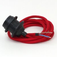 Textilkabel Lampenpendel rot mit E27 Dach-Lampenfassung...