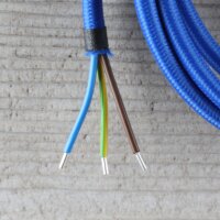 Textilkabel Anschlussleitung Zuleitung 2-5m dunkelblau...