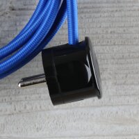 Textilkabel Anschlussleitung Zuleitung 2-5m dunkelblau mit Schutzkontakt-Winkelstecker