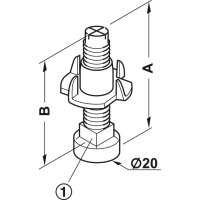 Häfele Verstellschraube M8 mit Einschlagmutter 52 mm, 300 kg Tragkraft