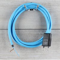 Textilkabel Anschlussleitung Zuleitung 1-5m hellblau mit...