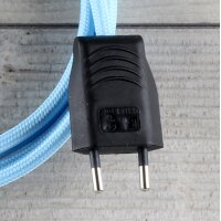 Textilkabel Anschlussleitung Zuleitung 1-5m himmelblau mit Euro-Flachstecker