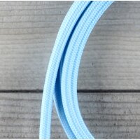 Textilkabel Anschlussleitung Zuleitung 1-5m himmelblau mit Euro-Flachstecker