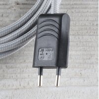 Textilkabel Anschlussleitung Zuleitung 1-5m grau mit Euro-Flachstecker