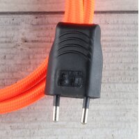 Textilkabel Anschlussleitung Zuleitung 1-5m neon-orange mit Euro-Flachstecker