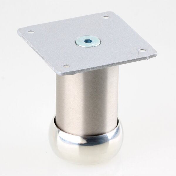 Häfele Möbelfuß 80 mm rund mit Platte & Höheneinstellung, Aluminium