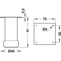 Häfele Möbelfuß 80 mm rund mit Platte & Höheneinstellung, Aluminium
