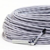 Textilkabel-Stoffkabel silber 4-adrig 4x0,75 extra dünn