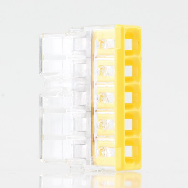 Wago 2273-205 Compact Verbindungsklemme 5-polig transparent/gelb für NYM-J Kabel